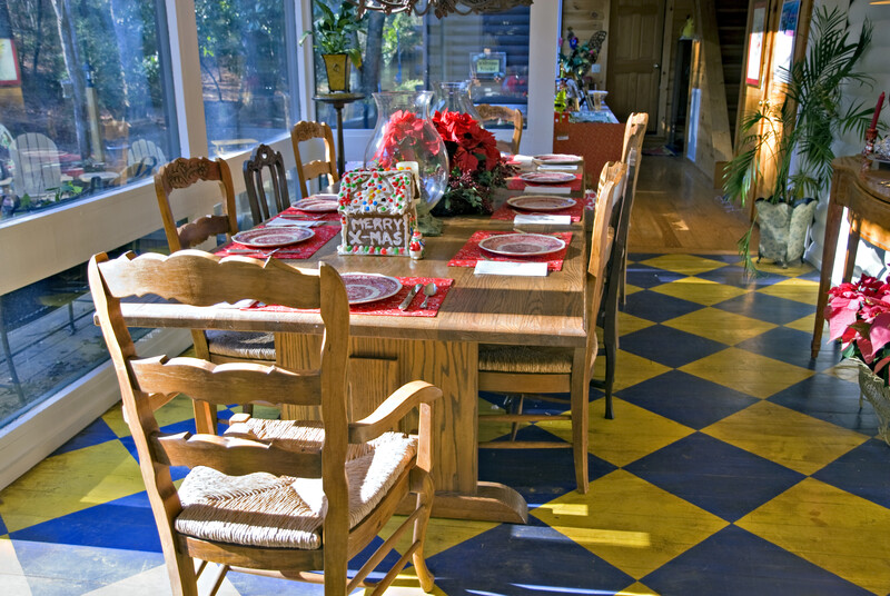 Rustic dining room table.