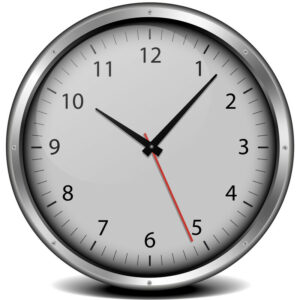 Clock with time 7 past 10
