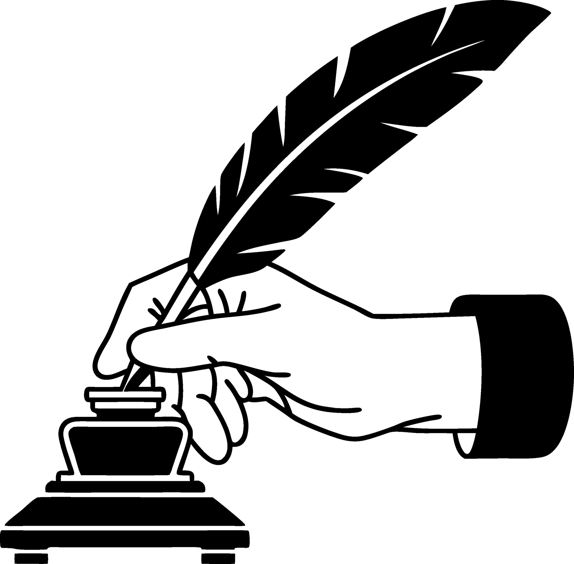 Hand writing with quill pen