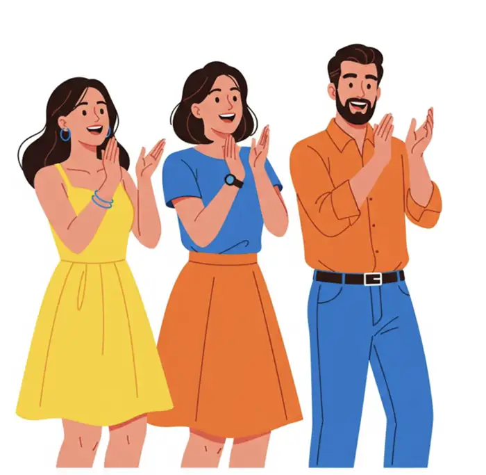 3 people applauding illustration
