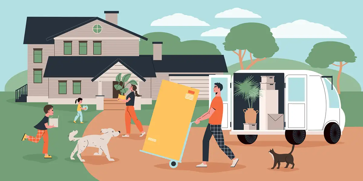 illustration of a family moving day